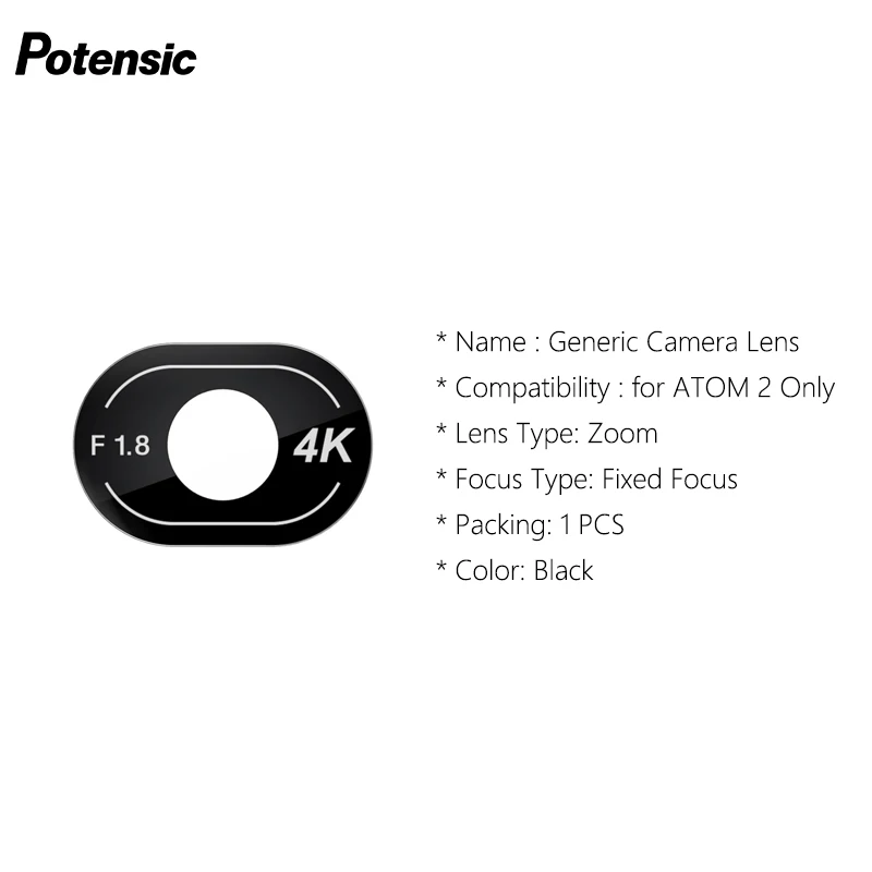 Gros plan sur l'objectif caméra Potensic pour drone ATOM 2, ATOM, ATOM SE et ATOM LT