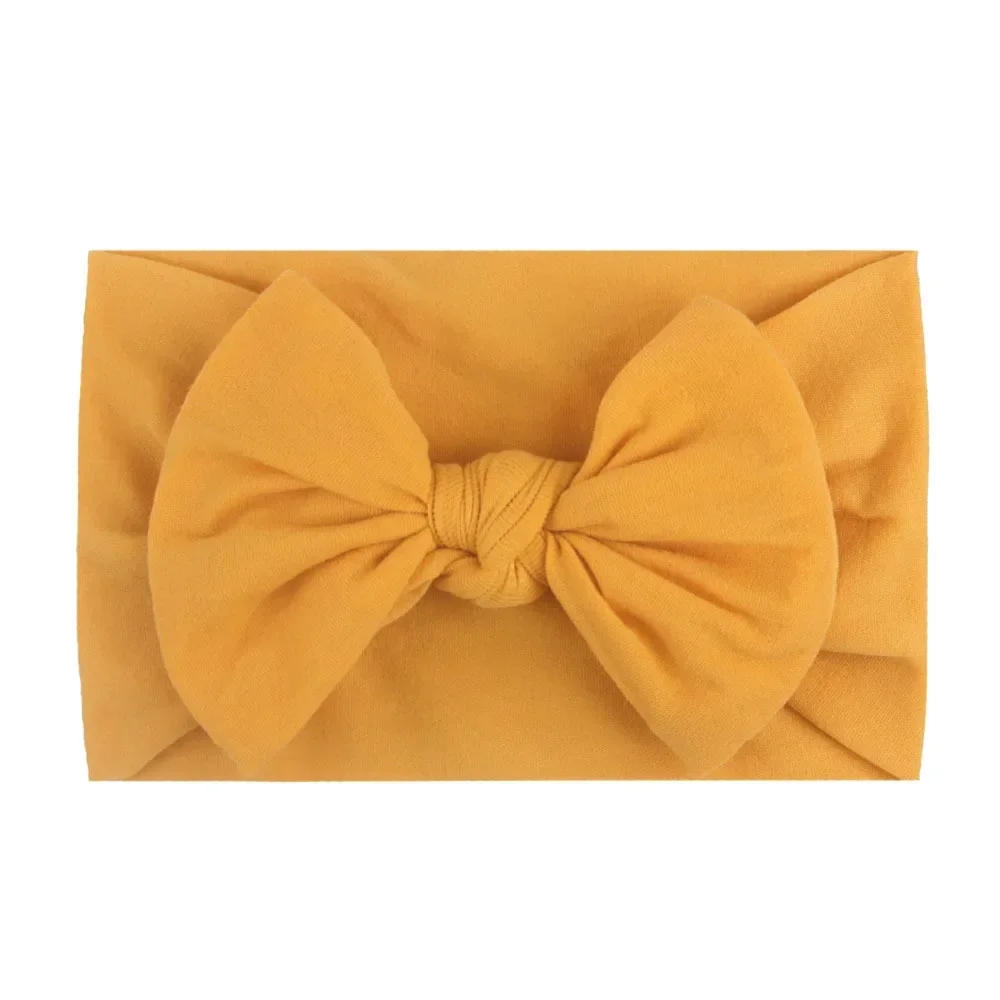 Solid Cable Bow Baby Headband  Girls Elastic Knit Children Baby Bows Soft Nylon Kids Headwear Hair Accessorie Bandana