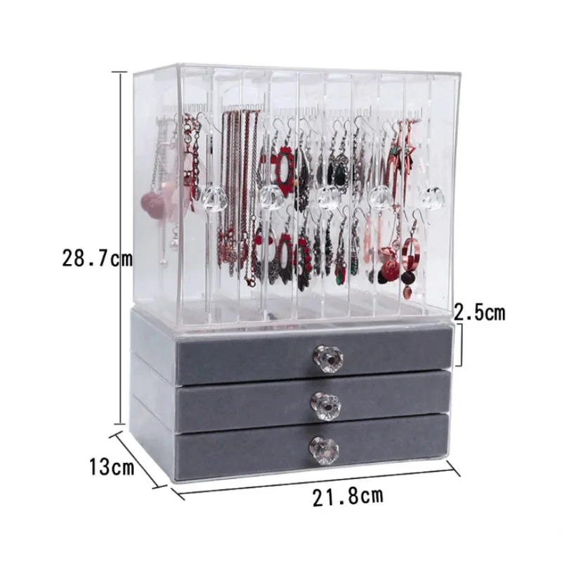Acrylic Jewelry Box Organizer Clear Display Rack Three Layer Drawer Vertical Personalized Jewelry Box Gift Storage Container