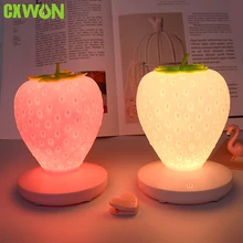 

Strawberry Night Light Bedroom Bedside Touch Silicone Table Lamp USB Atmosphere Light For Children'S Room Decor Light Gift
