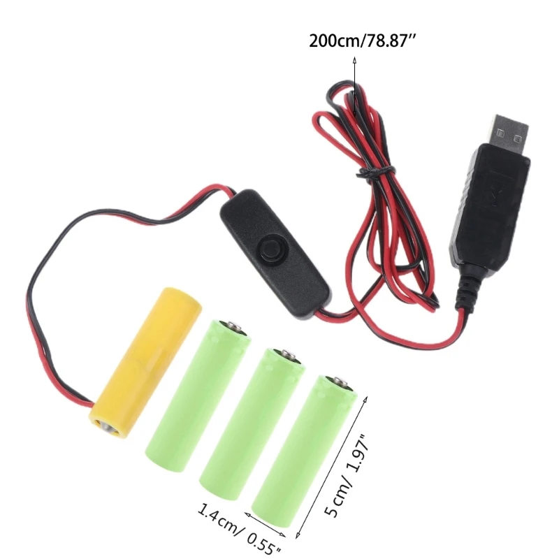 범용 6V LR6 AA 배터리 제거기 스위치가있는 LED 조명 전자 장난감 용 4pc 1.5V AA 배터리 교체 USB 전원
