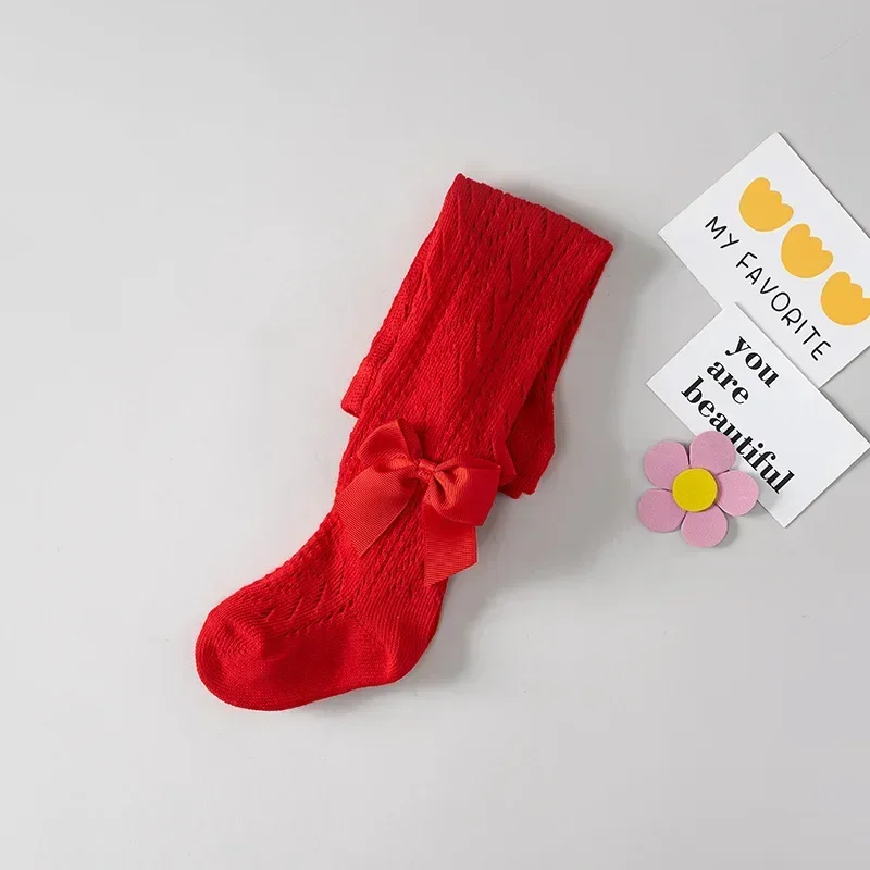 Collant per neonate per neonati Leggings senza cucure in maglia a trecce con fiocco Collant in cotone per bambina 0-4T Collant per bambini  1501