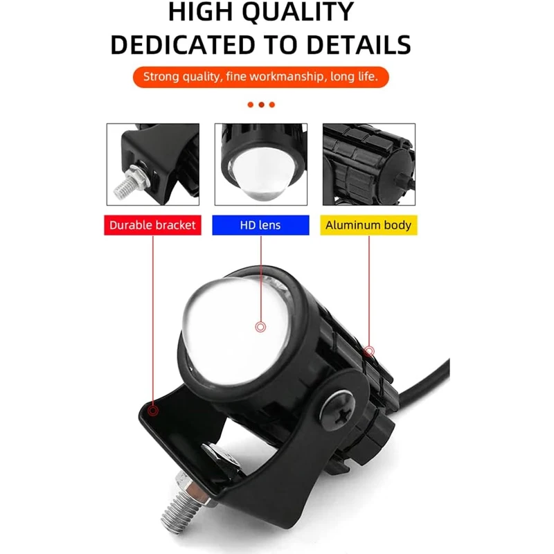 Motorcycle Headlight Spotlight Headlights Explorers Motorcycle Accessories Truck Car Auxiliary Additional Mini Projector Headlamp Fog Lights 2pcs/1pc
