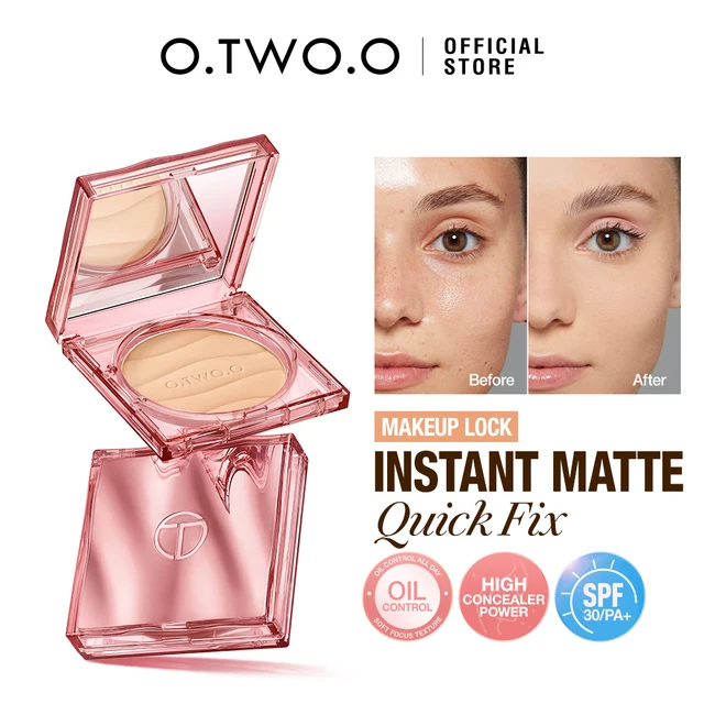 O.TWO.O Pressed Powder Oil-control Instant Matte Soft-focus Sunprotection Waterproof Powder Cushion Compact Powder Face Makeup