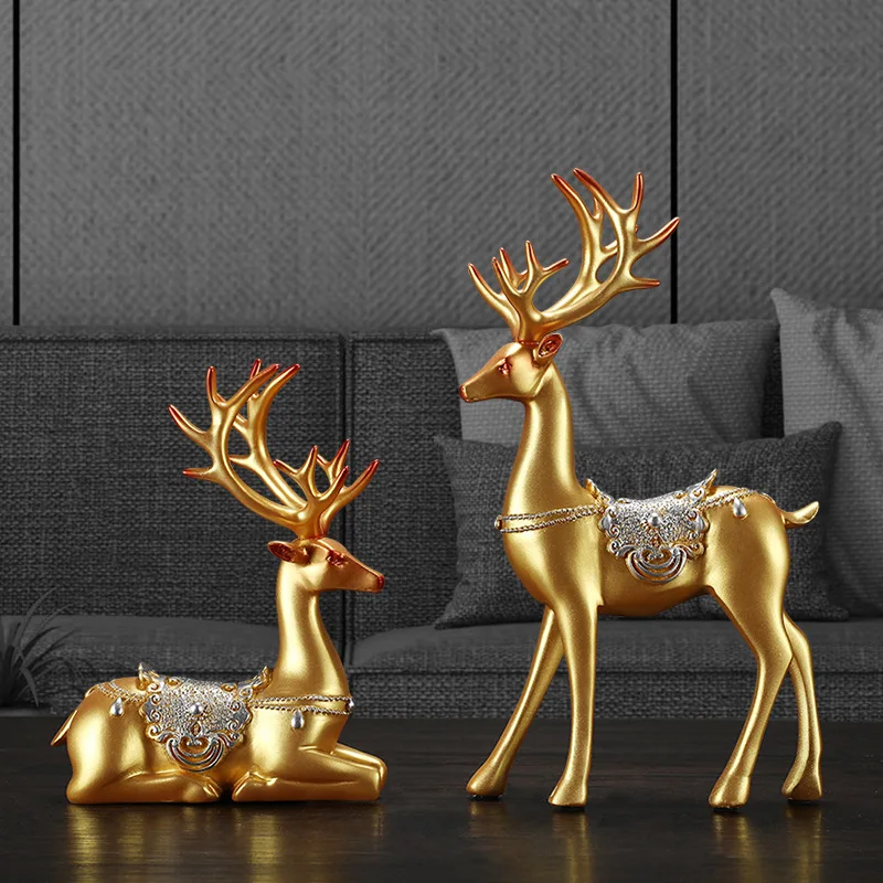 

Nordic luxury couples to deer ornaments home wine cabinet decorations living room housewarming gifts resin crafts