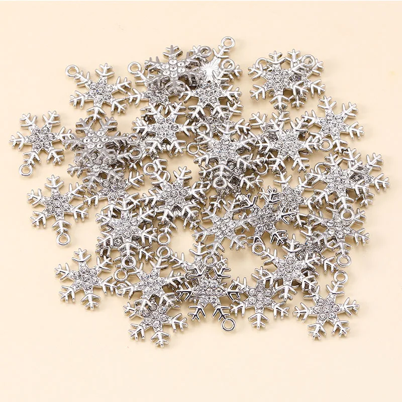 10Pcs Mixed Charms Zirkon Weihnachten Schneeflocke Halskette Anhänger Für Frauen Mode Glänzende Kristall DIY Schmuck Machen Ohrring Geschenk – Detail 6