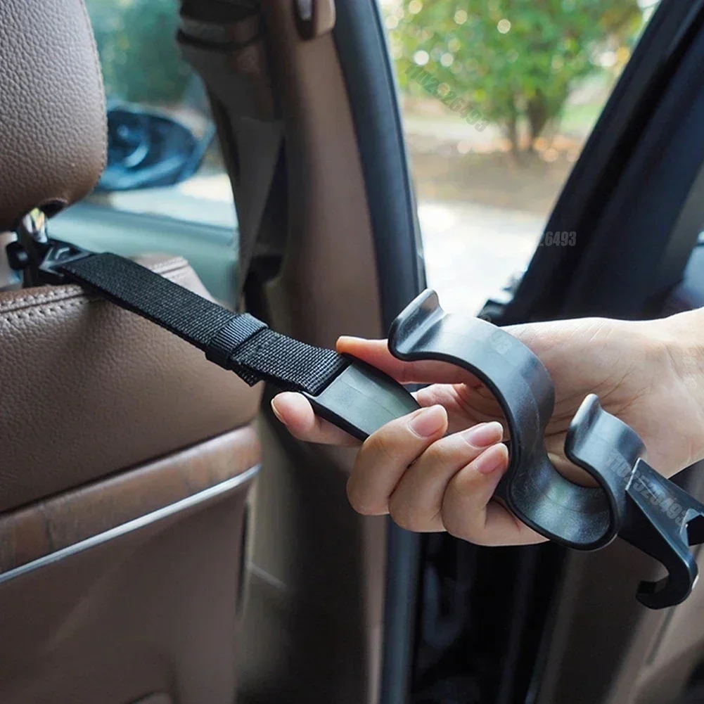 2Pcs Car Back Seat Hook Multifunctional Rear Headrest Hook Holder Adjustable Umbrella Trunk Mount Auto Interior Accessories