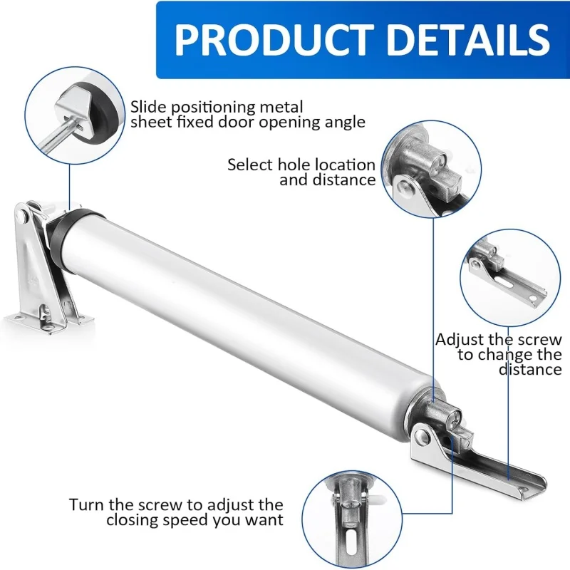 2 Set Heavy Duty Pneumatic Closer Soft Closing Automatic Door Closer Adjustable Speed Positioning Door Stop Door Holder Hardware door stopper door closer