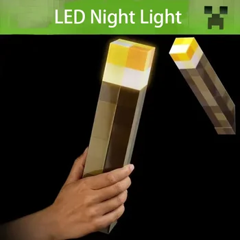 11.5 인치 브라운 스톤 토치 LED 야간 조명, 게임 룸 장식 USB 충전식 테이블 라이트 축제 선물 어린이 게임 램프