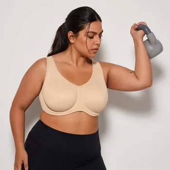 Yoga Sports Full Coverage Bra Women Max Control High Support Plus Underwire Gym Fitness Top Activewear Beathable Curve Underwear 1