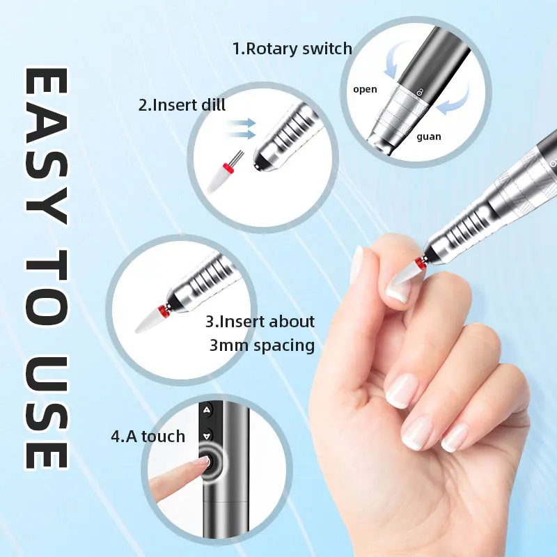 Nail Drill Professional Machine Cordless Electric Manicure Cutter For Nail Repair Designed For Salons Families Gift Giving 3