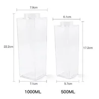 500/1000ml Plastic Clear Convenience Bottle New Reusable Juice Transparent Sport Leakproof Cup Box Milk Drinking Water Home 5