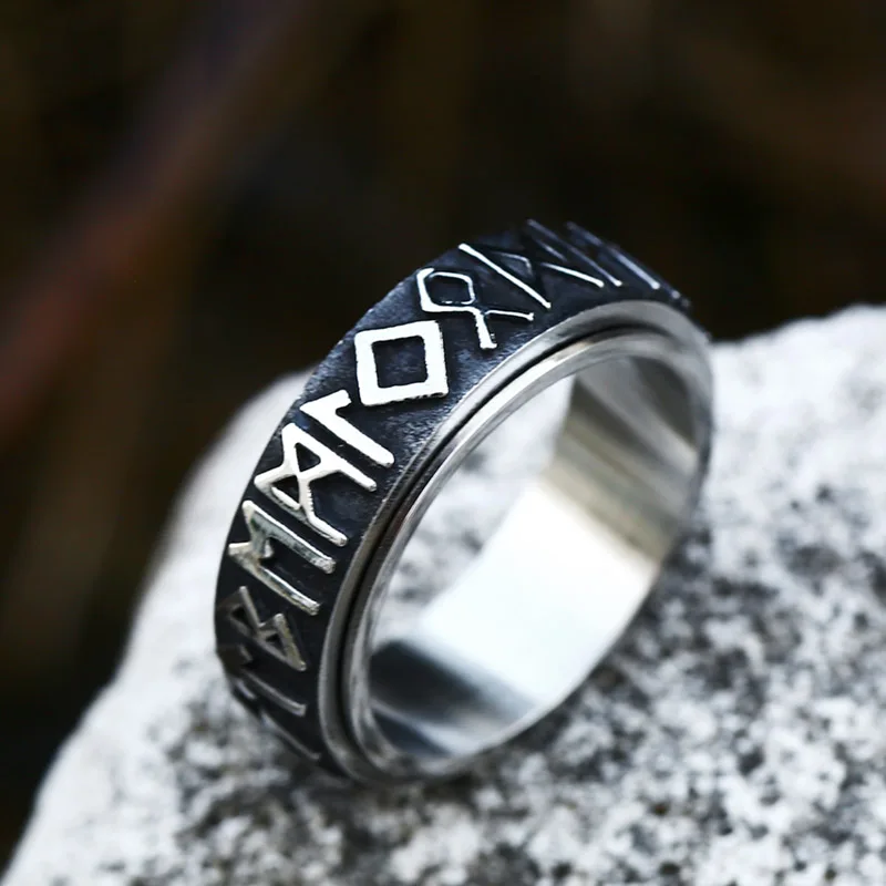 Stainless Steel Vintage Odin Norse Viking Amulet Rune Spinning Men's Ring stainless steel ring,finger ring,fidget spinner ring