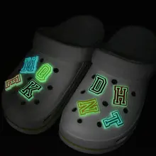 

Luminous Letters Croc Charms Accessories Fashion Soft PVC Shoe Buckle Fluorescent Shoes Decoration Kid Cartoon Charm Design