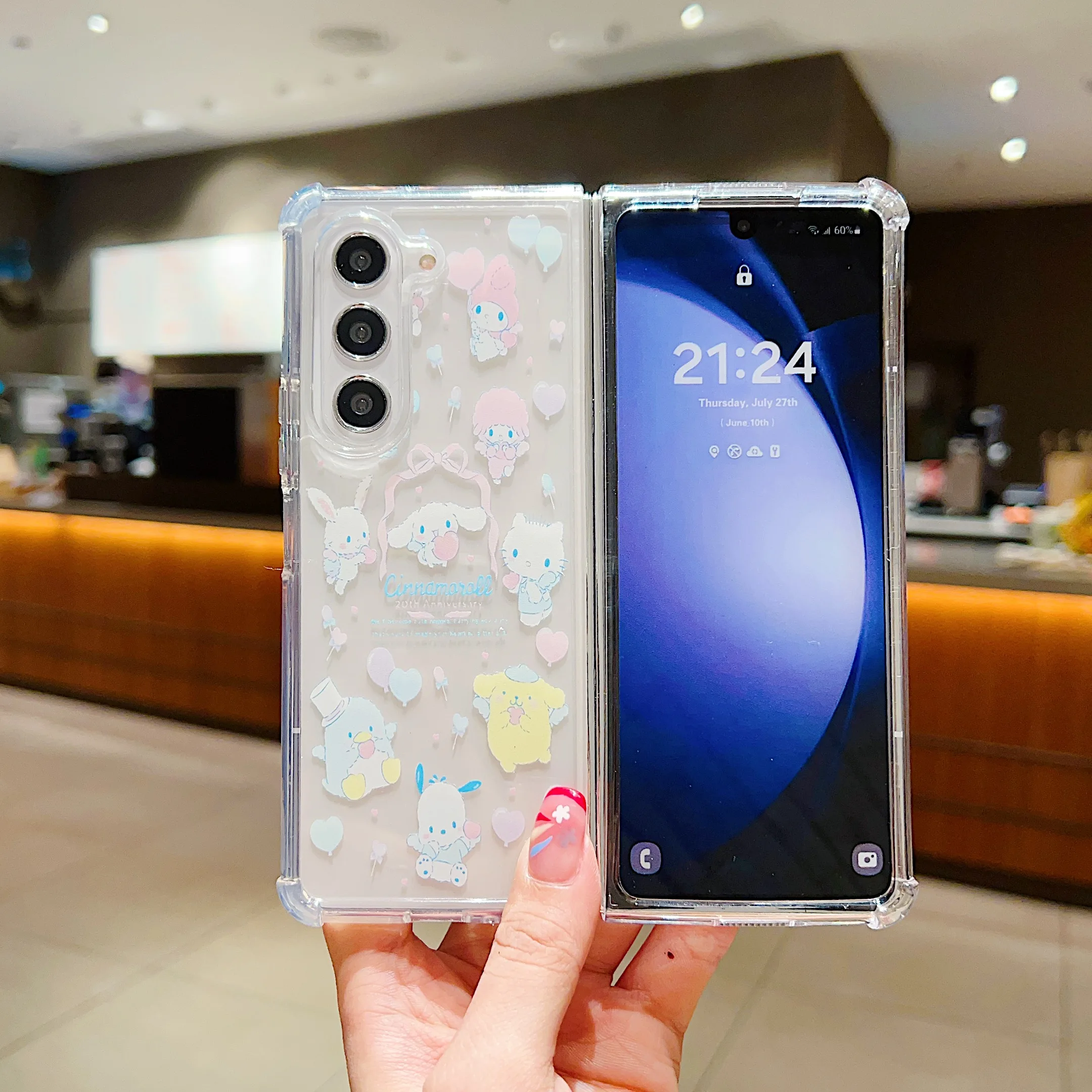 thumbnail image 1 of Phone Case For Samsung Galaxy Z Flip 5 Flip4 Cute Sanrio Kuromi Kitty Melody Transparent Hard PC Back Cover For Z Fold 5 Fold 4, 1 of 5