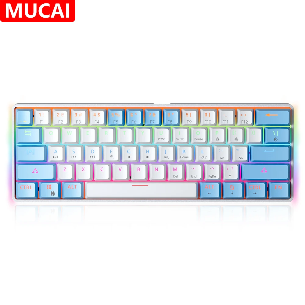 Игровая Механическая USB клавиатура MUCAI MK61, 61 клавиша, проводная, со съемным кабелем, RGB подсветка, популярный товар