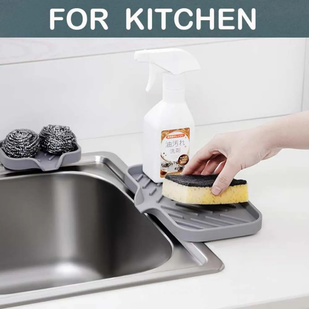 1PC Silicone Drain Rack, Kitchen Sink Sponge Tray, Easy to Clean, Suitable for Kitchen, Bathroom 4