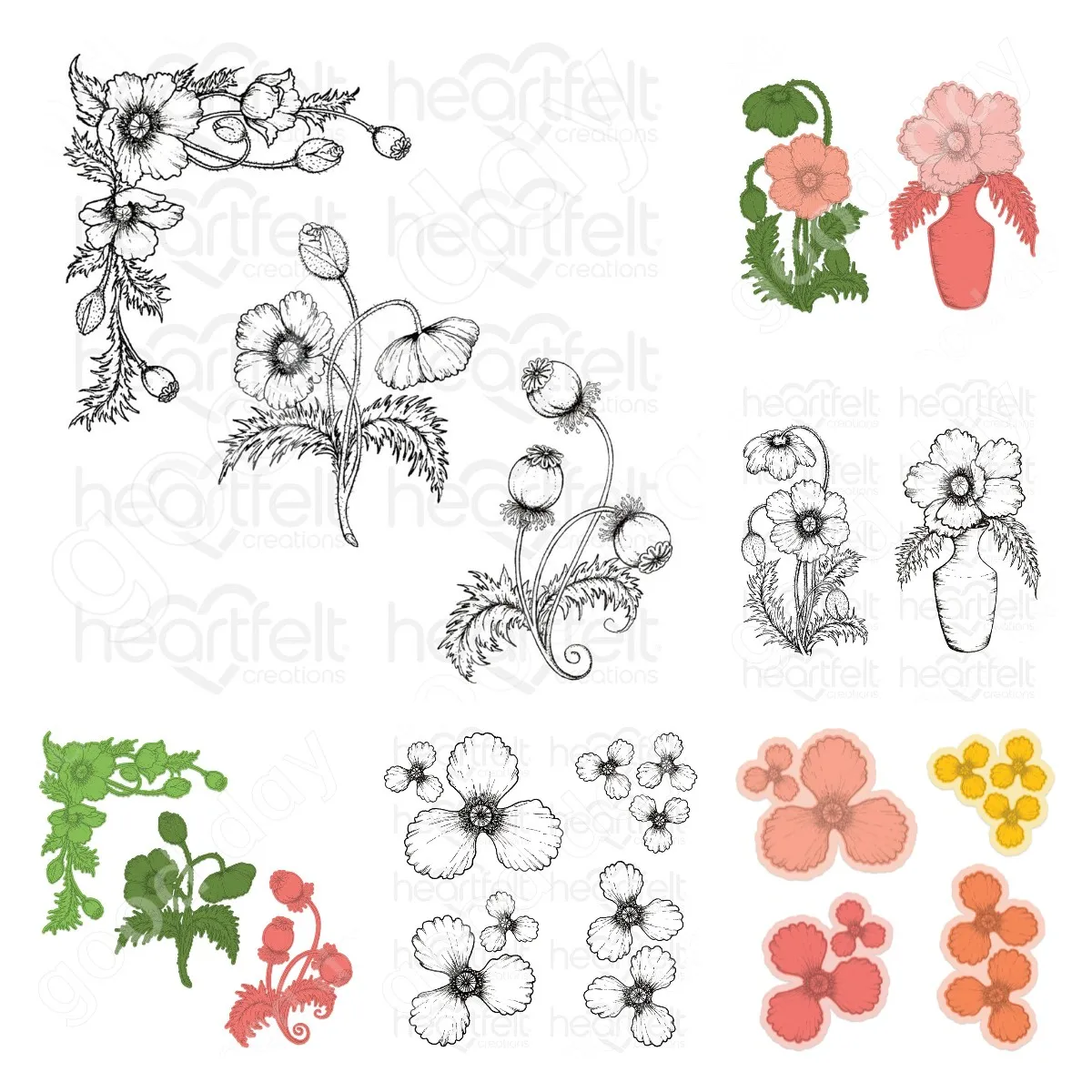 2022 New Wild Poppy Flower Suit Taglio Muore Francobolli Scrapbook Diario Decorazione Modello Di Goffratura Biglietto Di Auguri Fai Da Te Fatto A Mano