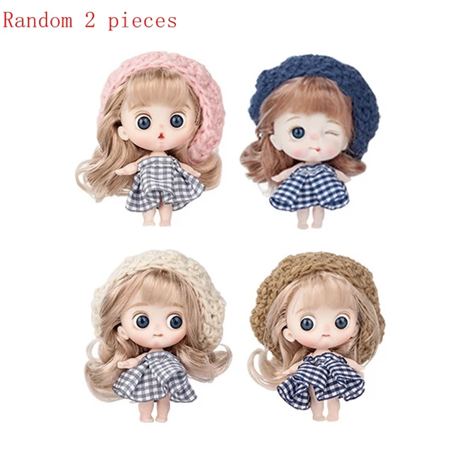 Adollya 2Pieces/Set 10cm OB11 BJD Doll with Clothes 5 Joints 3D Eye Doll Make-up Body Cute 1/12 BJD Dolls Toys for Girls Gifts 5