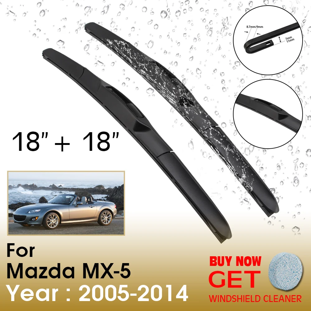 

Car Wiper Blade For Mazda MX-5 18"+18" 2005-2014 Front Window Washer Windscreen Windshield Wipers Blades Accessories