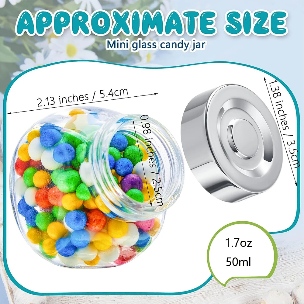 1.7 oz Small Glass Jars with Lids Mini Candy Jars Tiny Mason Jar Candy Containers for Party Favors Wedding Gifts Spice Honey 2