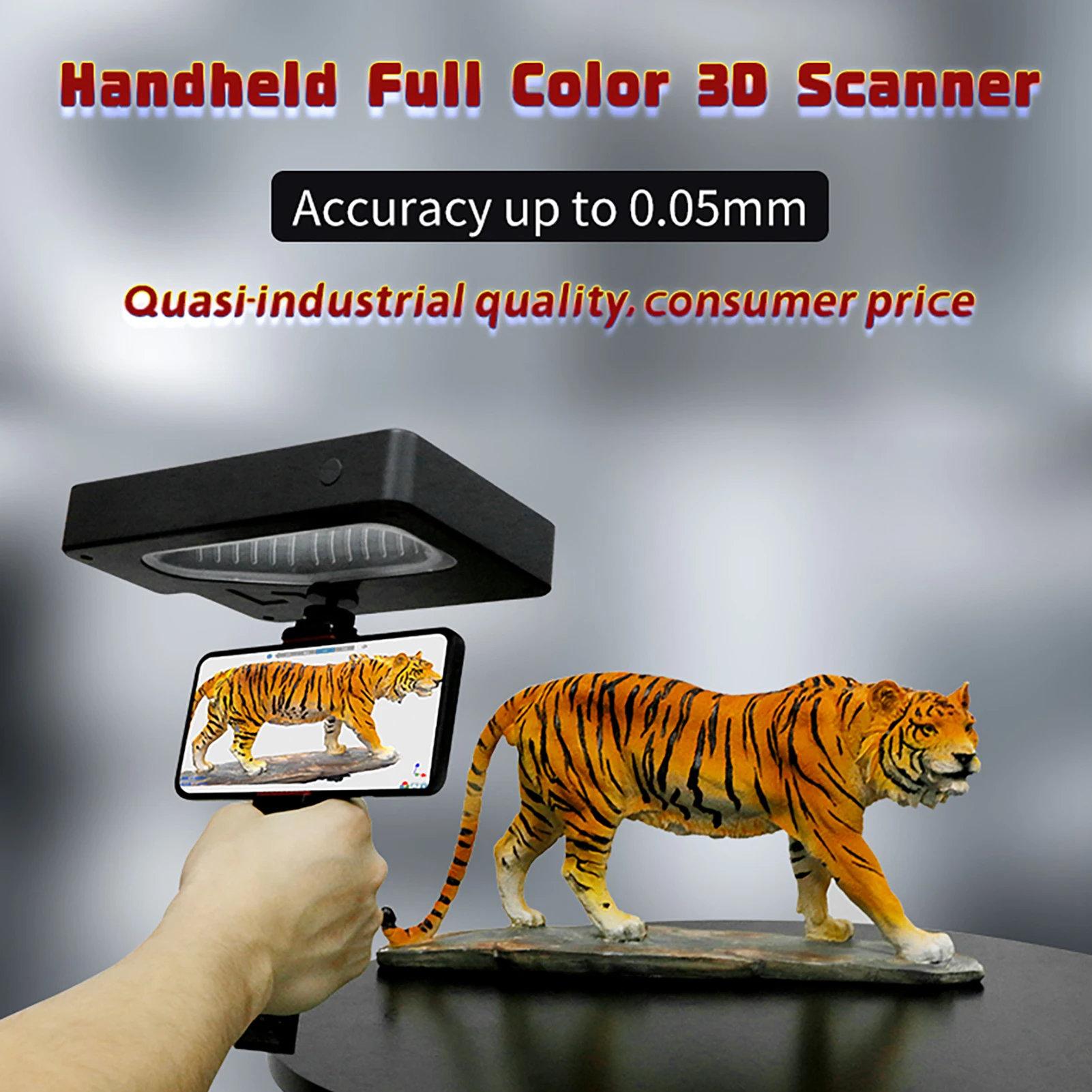 휴대용 3D 스캐너, PLY, OBJ, STL 출력 지원, 스캔 바디, 10fps 스캔 속도, 0.05mm 정확도