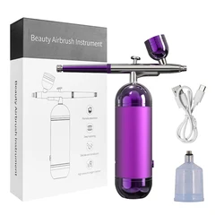 Wireless Portable Airbrush Kit with Compressor for Painting, Crafts, and Nail Art (Purple)