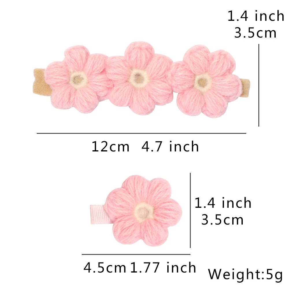 Kids Handmade Woolen Knitting Headbands Hairpins Baby Kawaii Flower Headwraps Girls Hair Accessories Newborn Photography
