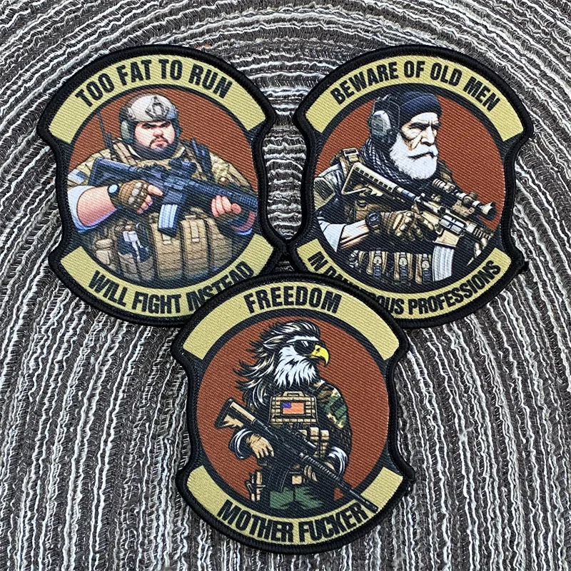 Tactical Insignia Patch Army Soldier Carabiner Ring Old Man Fat Eagle Printed Backpack Clothing Decorative Accessories Stickers