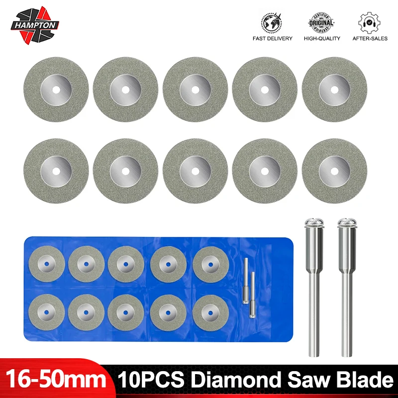 HAMPTON 10pcs 16-60mm 다이아몬드는 톱날 미니 다이아몬드 그라인딩 휠 원형 톱날 Dremel 로타리 도구 미니 커팅 디스크