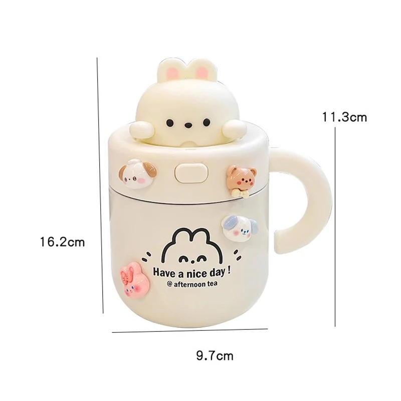 Kawaii Bear Coffee Thermal Cup For Hot Cold Drinks Water Tea Milk Thermos  Mug Stainless Steel Cup With Straw Lid Portable Bottle - AliExpress