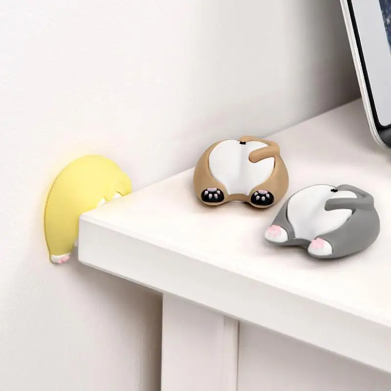3Pcs cartoon door handle stopper no drilling required sticky wall shock absorber door handle stopper protector