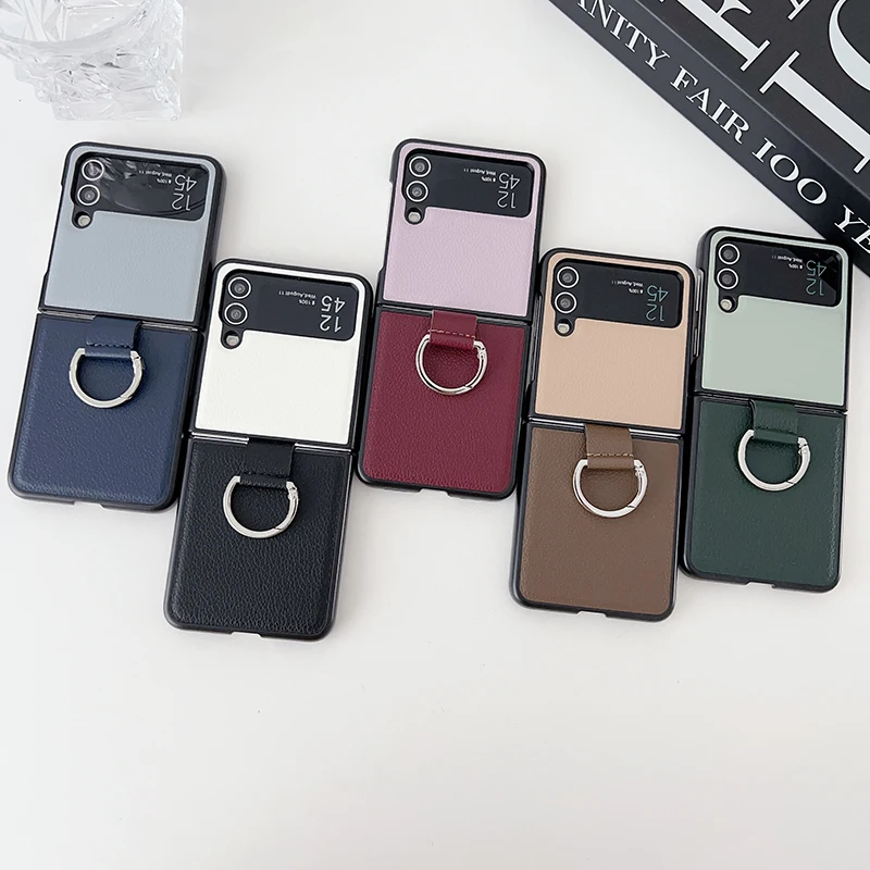 Custodia Per Samsung Galaxy Z Flip 5 Z Flip 4 Z Flip 3 Z Flip 2 Z Flip 1 Custodia Per Cellulare Con Fibbia Ad Anello A Contrasto Di Colore
