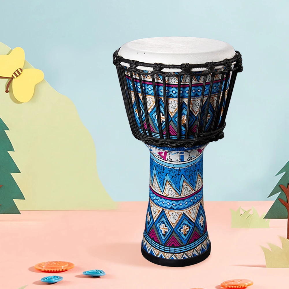 Goatskin Drumhead African Drum Colorful Art Patterns 8inch Djembe Drum Bongo Great Gift for Beginners Adults and Kids musical percussion instruments