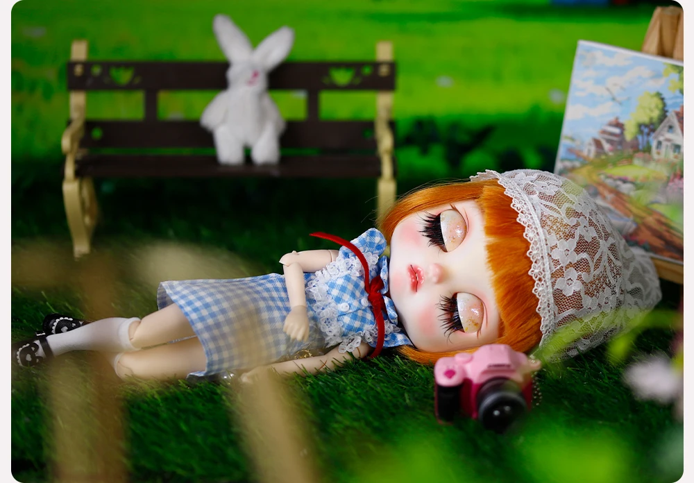 Quinn - Premium Custom Neo Blythe Doll with Ginger Hair, White Skin & Matte Smiling Face 3