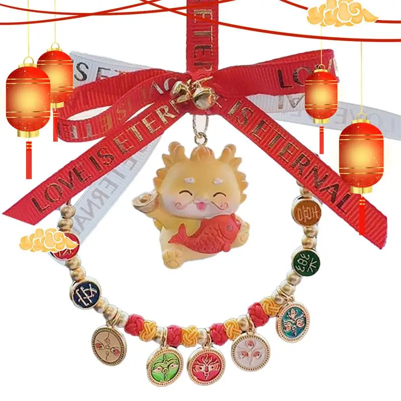 

Подвеска в автомобиль с изображением дракона на зеркало заднего вида, кулон в виде лунного дракона на новый год, креативный автомобильный кулон для работы, магазина, автомобиля, дома