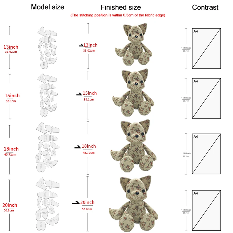 NUBECOM 13pcs Fox Making PET Quilting Templates DIY Fox Shape Pattern Sewing Stencils Handcrafted Decorations Birthday Gifts