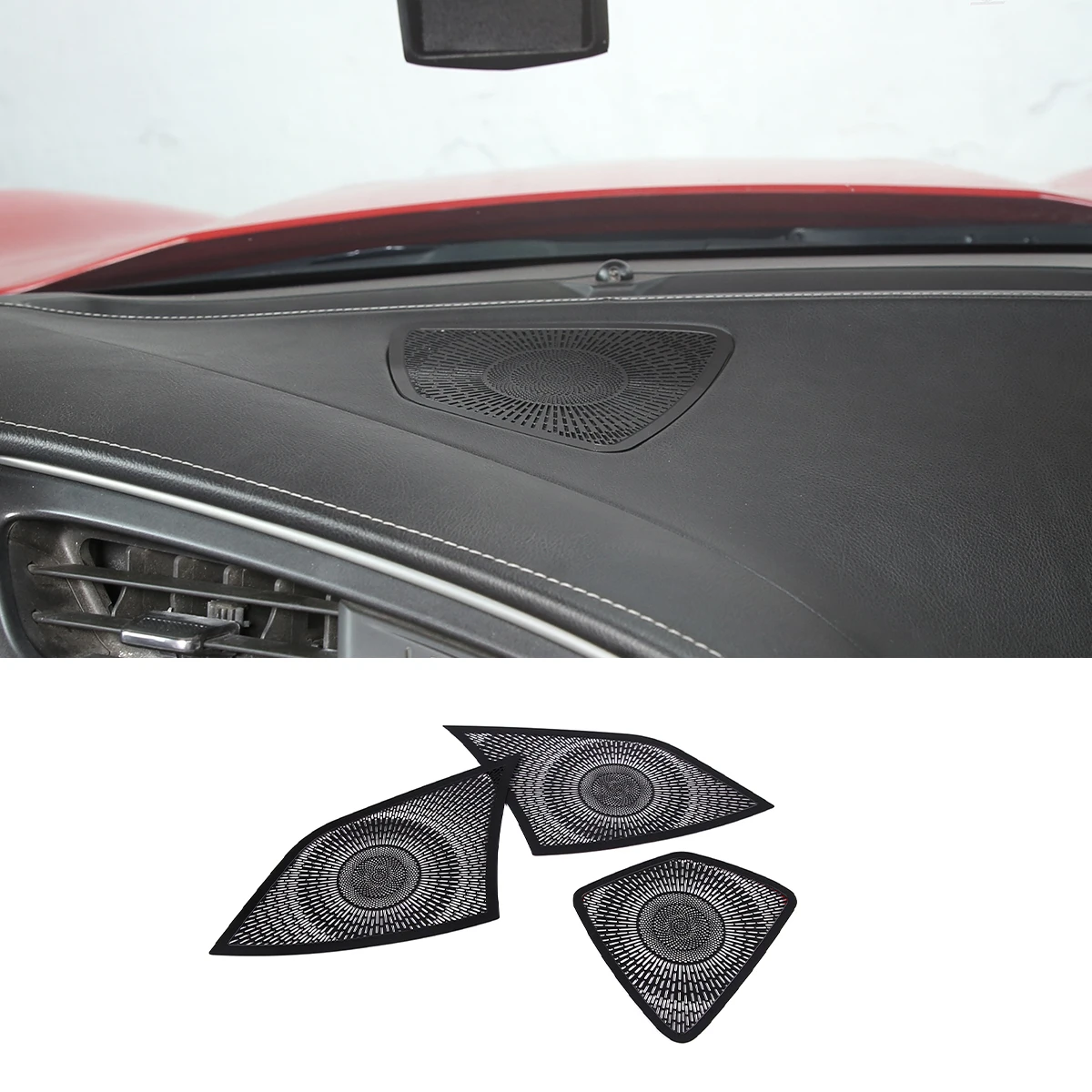 

For Chevrolet Corvette C7 2014-2019 Stainless Steel Black Car dashboard Loudspeaker Grille Cover Trim Sticker Car Accessories