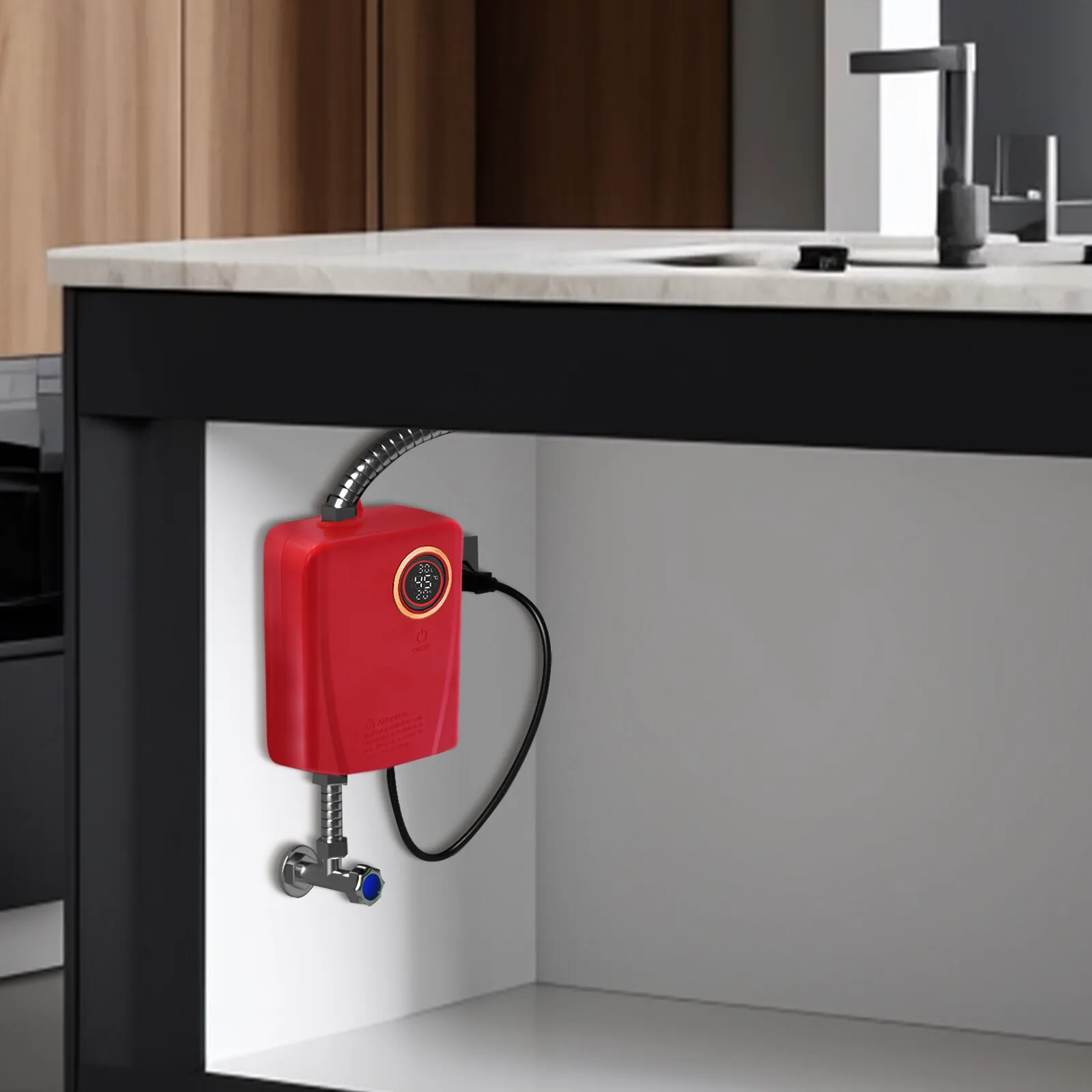 110V 3000W Stainless Steel Mini Water Heater XY-FA Red US Plug Instant Hot Water for Kitchen Bathroom 6