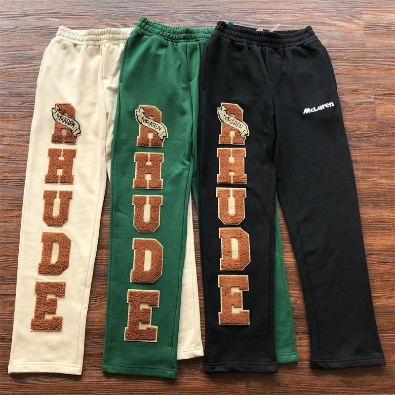 

23SS High Quality 1:1 Rhude Pants Loose Fit Towel Embroidered Big Logo Rhude Sweatpants Drawstring Multi Pocket Casual Pants