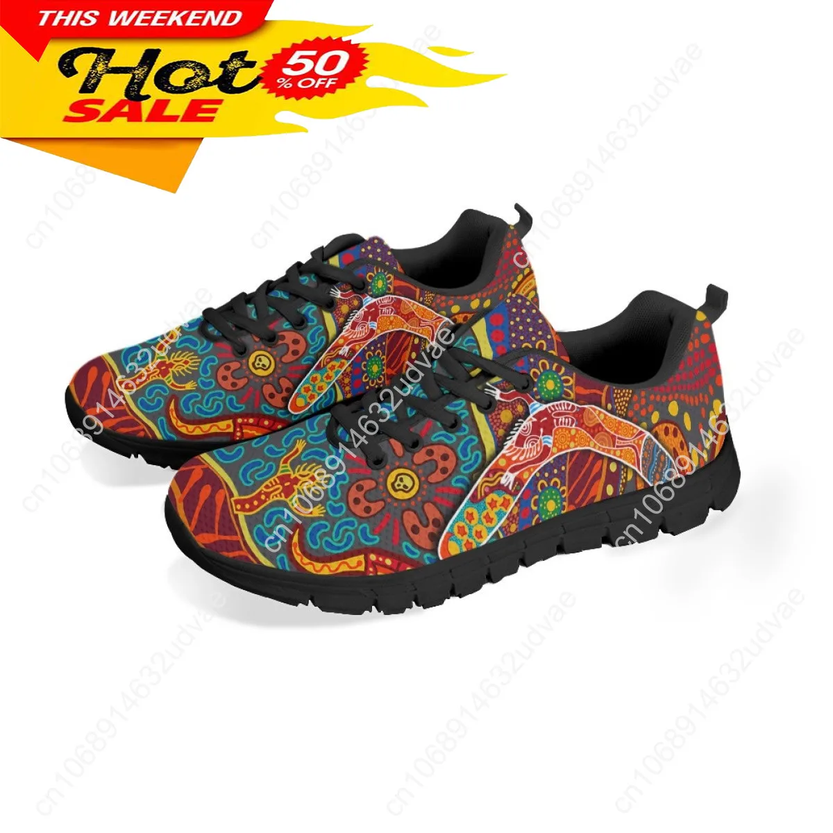 Australia Aboriginal Art Lace-up Mesh Sneaker Shoes For Women New Fashion Ladies Couple Flats Comfort Light Footwear