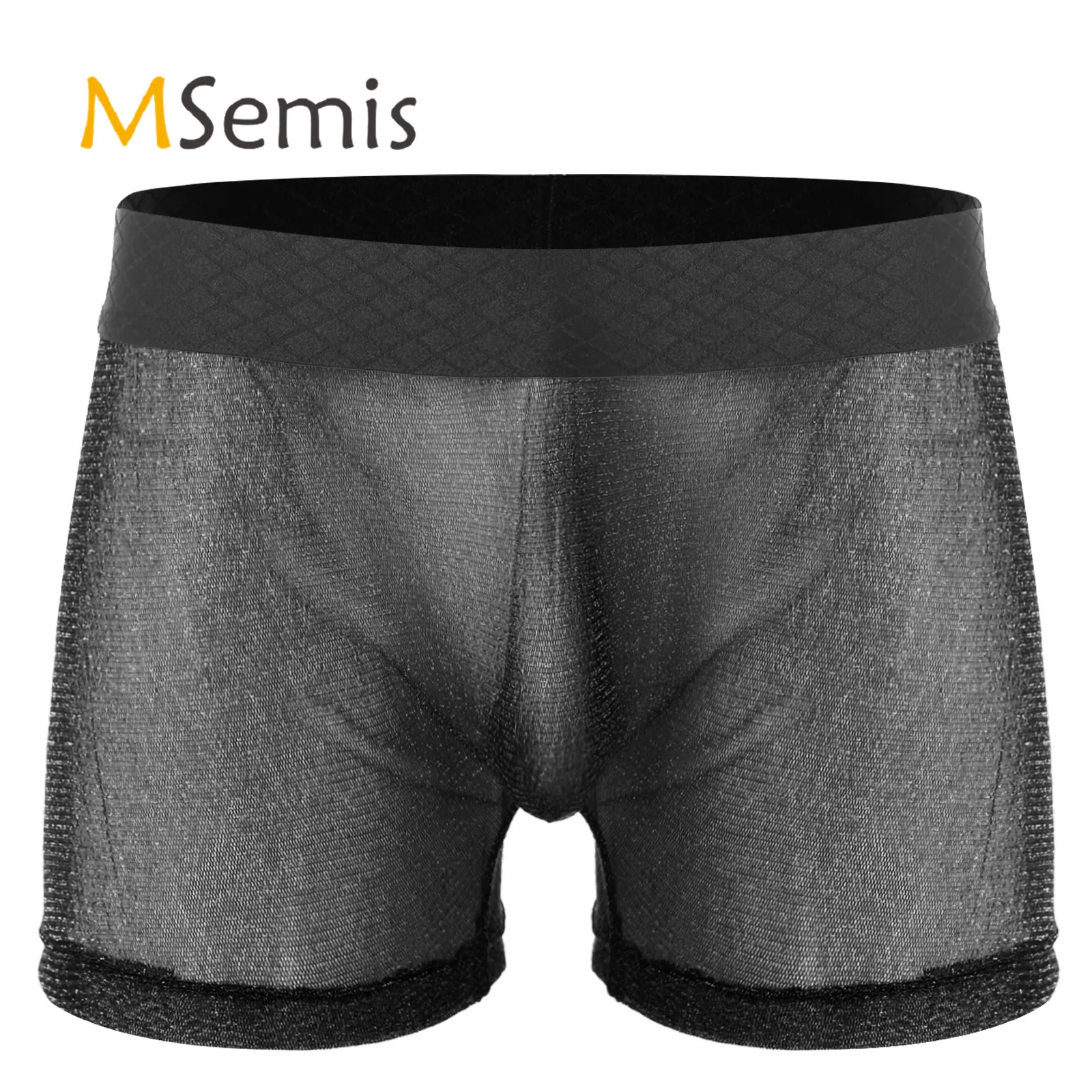 

Мужские прозрачные блестящие эластичные боксеры брифы нижнее белье с низкой посадкой эластичный пояс боксеры для отдыха трусы