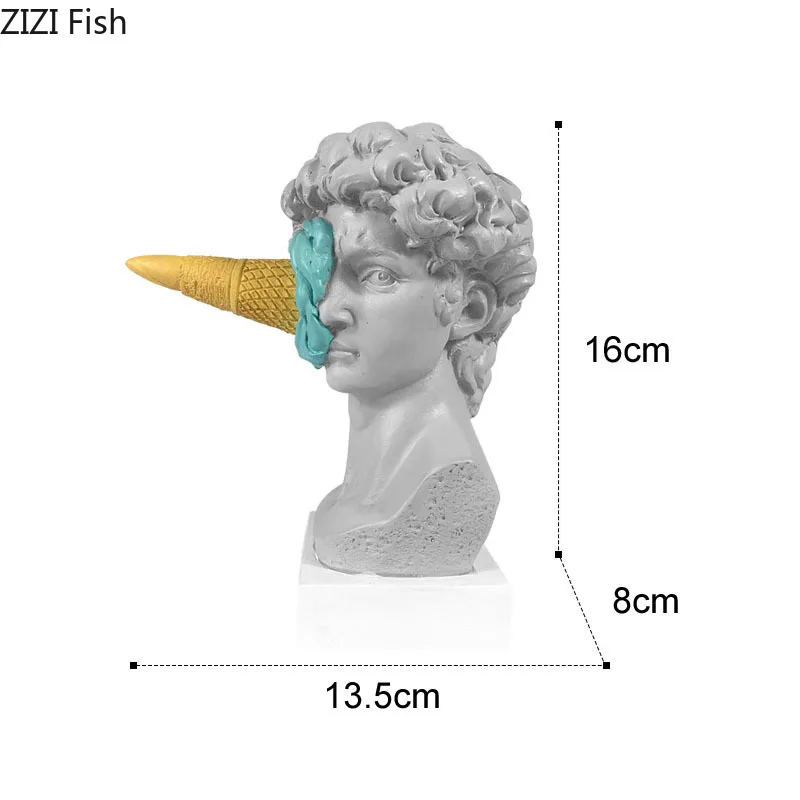 Mythology Figure Ice Cream David Statue Myth Character Resin Ornaments Desk Decoration Figure Sculpture Nordic Home Decor Modern resin ornaments resin crafts desk decor