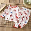 2024 New Summer Children Clothing Baby Home Clothes Set Long Sleeved Boys Girls Pajamas Thin Section Kids Pajamas Clothes 4