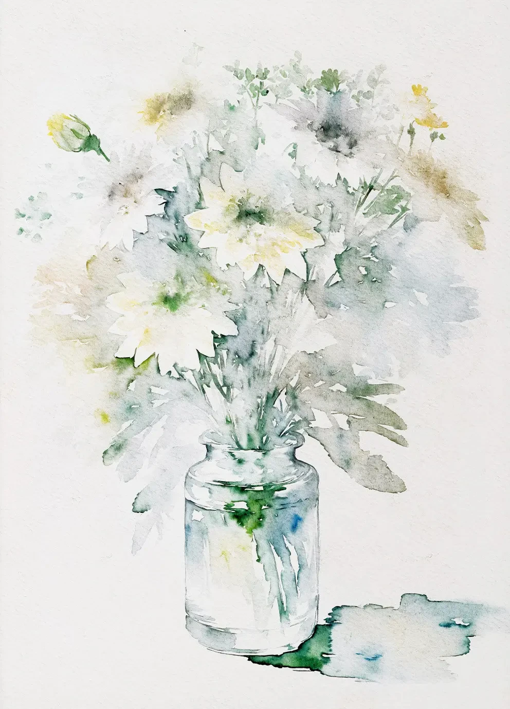Wildflower Meadow Watercolor Canvas Art - Daisy, Thistle, Forget-Me-Not & Daffodil Wall Decor