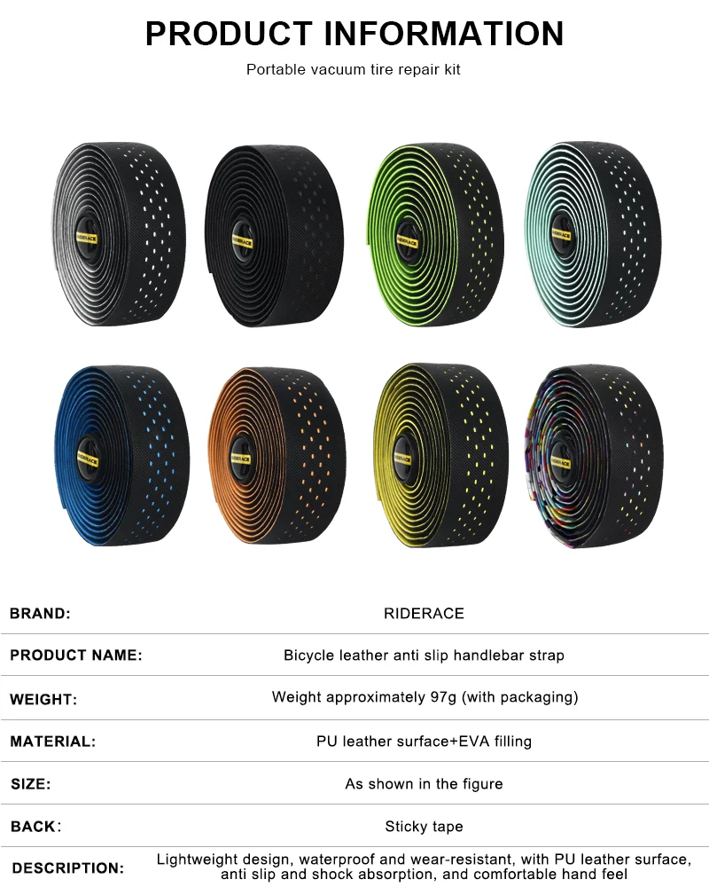 Description Picture 3 of itemRIDERACE Bicycle Handlebar Tapes Road Bike Handle Bar Straps Anti-slip PU EVA Breathable For Cycling Soft Anti-Vibration Tape