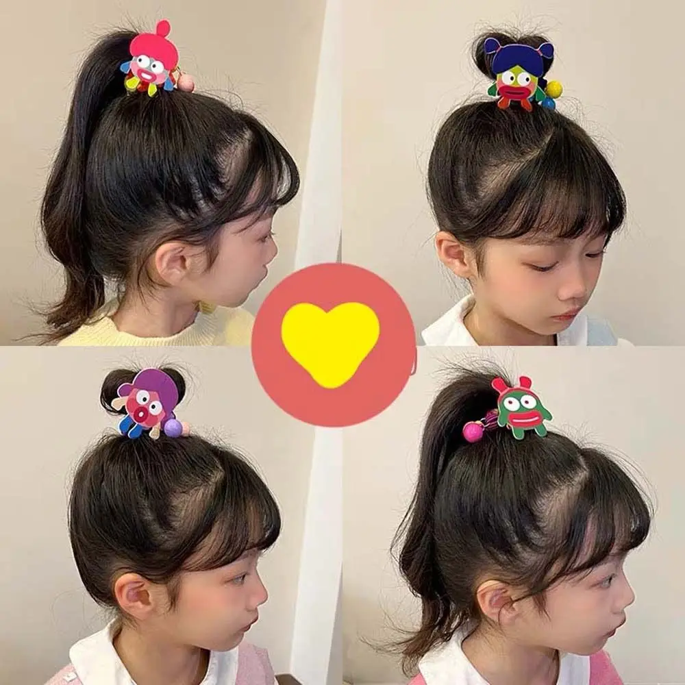 Koreaanse Cartoon Lelijke Pop Worst Mond Haar Touw Bal Kralen Scrunchies Kinderen Draai Rubberen Haarbanden Weven Touw Paardenstaart Touw