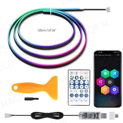 Vegetting 140cm LED Interior RGB Atmosphere Lamp with USB and App Control Remote (120cm   47.24in)
