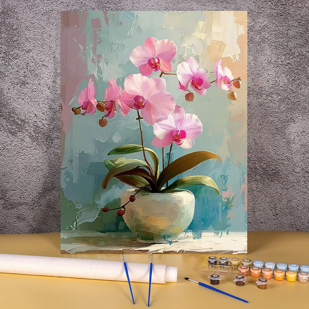 Painting By Numbers Kits Acrylic Paint Figure Oil Paint Adult Orchid Flower Coloring Bedroom Wall Decor Unique Gift
