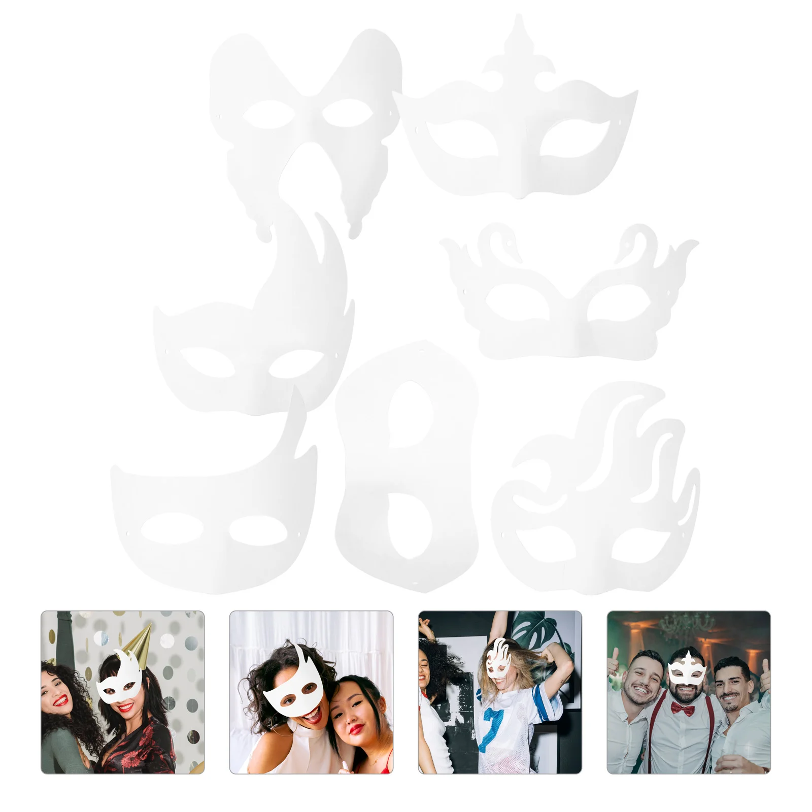 

Mardi Gras Masks White Paper Pulp Masks Masquerade Party Masks Halloween Costume Props DIY Blank Unpainted Masks